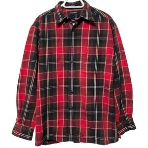 VTG NAUTICA FLANNEL PLAID SHIRT BUTTON DOWN COLLARED LOGO LONG SLEEVE EMBROIDERY